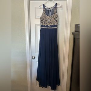 Women’s navy and gold formal gown size L